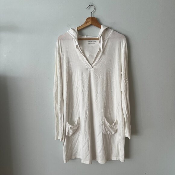 Coolibar UPF UV Sun Protection White Hooded Swim Cover Women's Size Large - Picture 1 of 9